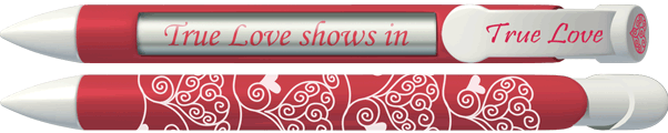Red Scroll Hearts Pen