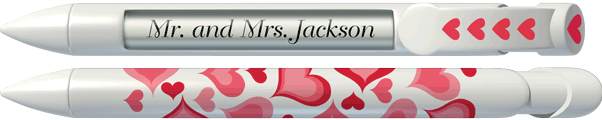 PERSONALIZED Red and White Hearts Pen