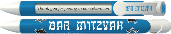 PERSONALIZED Bar Mitzvah Blue & White Pen