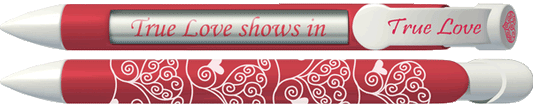 Red Scroll Hearts Pen