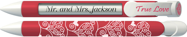 PERSONALIZED Red Scroll Hearts Pen