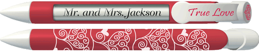 PERSONALIZED Red Scroll Hearts Pen