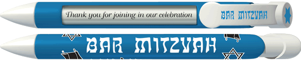 PERSONALIZED Bar Mitzvah Blue & White Pen